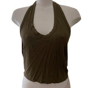 💙 Sage Backless Halter Neck Crop Top Size 1X